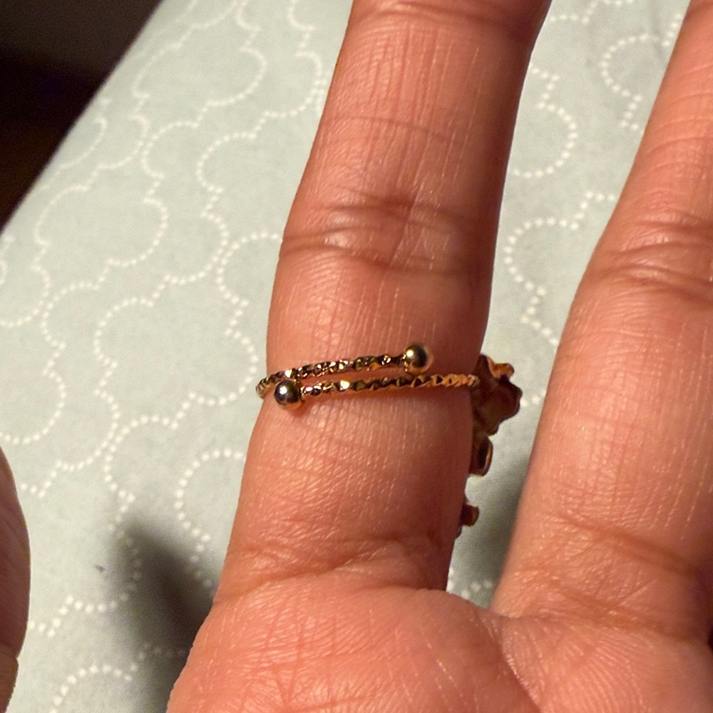 Gold Statement Ring With Green Stone - image 7